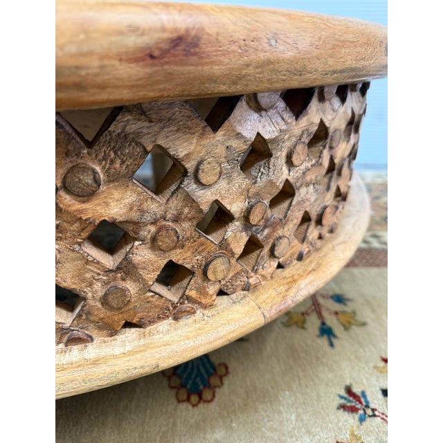 Wood West Elm Carved Lattice Coffee Table For Sale - Image 7 of 12