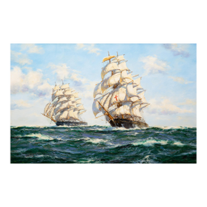 Fine Maritime Seascape Painting of American Clipper Ships by Henry Scott