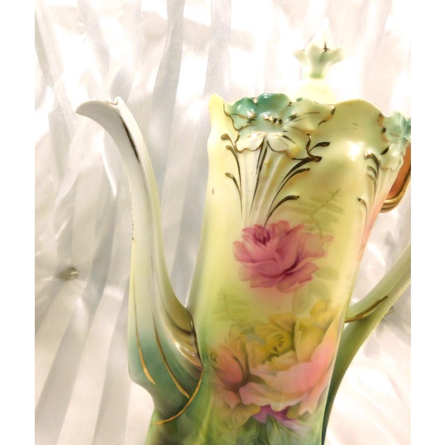 Ceramic 1900 Chocolate Pot With Flower Shaped Trim For Sale - Image 7 of 9