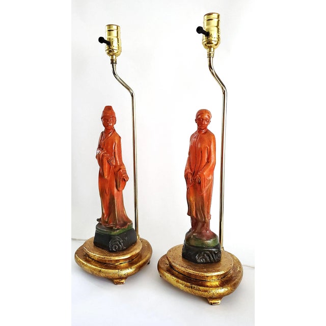 Lamp Pair by Borghese 1960s Signed & Restored - New Shades For Sale - Image 10 of 18