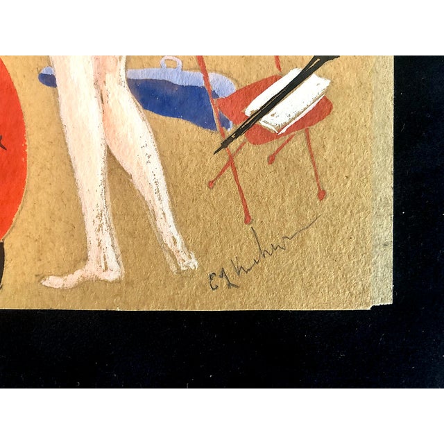 Paint Signed Art Deco-Style Gouache Depiction of Performing Musicians For Sale - Image 7 of 8