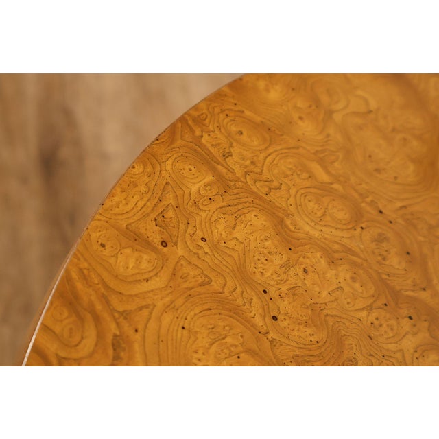 Mastercraft Hollywood Regency Burlwood Pedestal Expandable Dining Table For Sale - Image 10 of 18