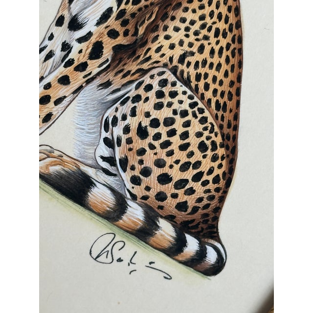 Original Hand-Painted Cheetah Painting in a Gilded Frame For Sale - Image 4 of 9