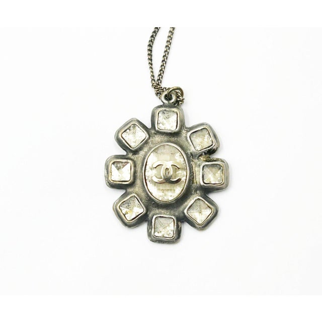 Chanel Rustic CC Clear Stone Flower Pendant Necklace *Marked 10 *Made in Italy -It is approximately 16" long. -The pendant...