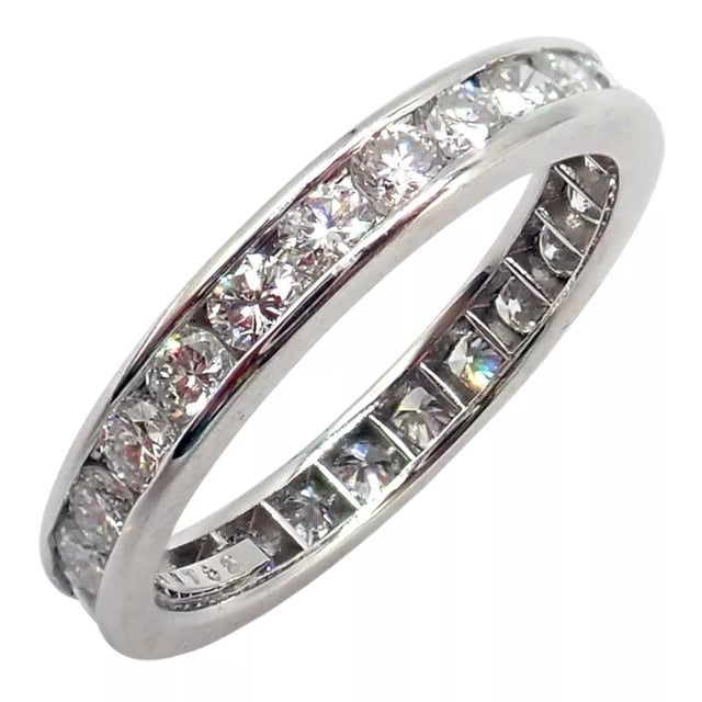 Platinum Tiffany & Co Platinum Diamond Full Circle Eternity Band Ring For Sale - Image 8 of 10