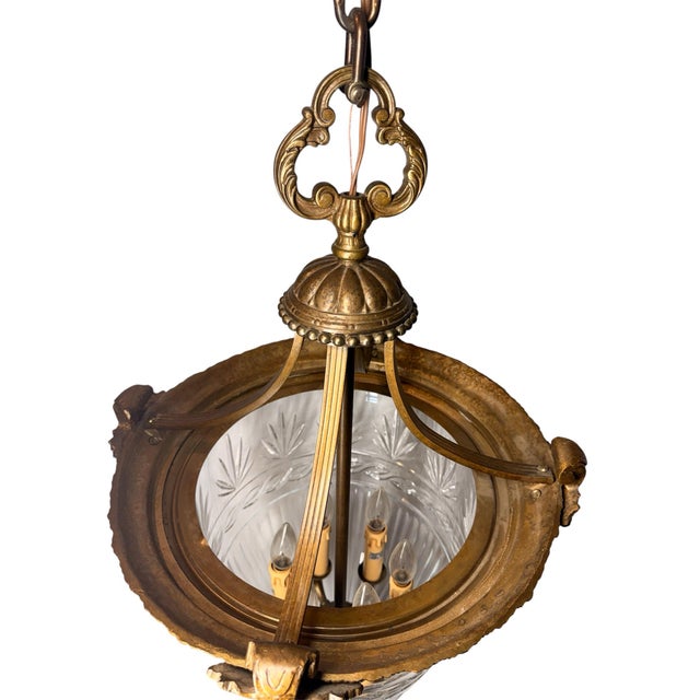 Metal Late 20th Century Bronze and Cut Crystal Chandelier For Sale - Image 7 of 10