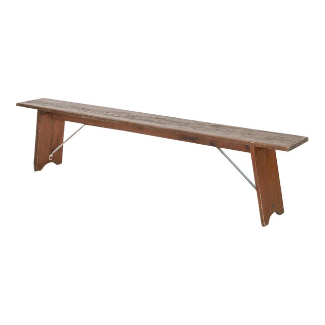 Long 1940s French Metal and Wood Bench For Sale