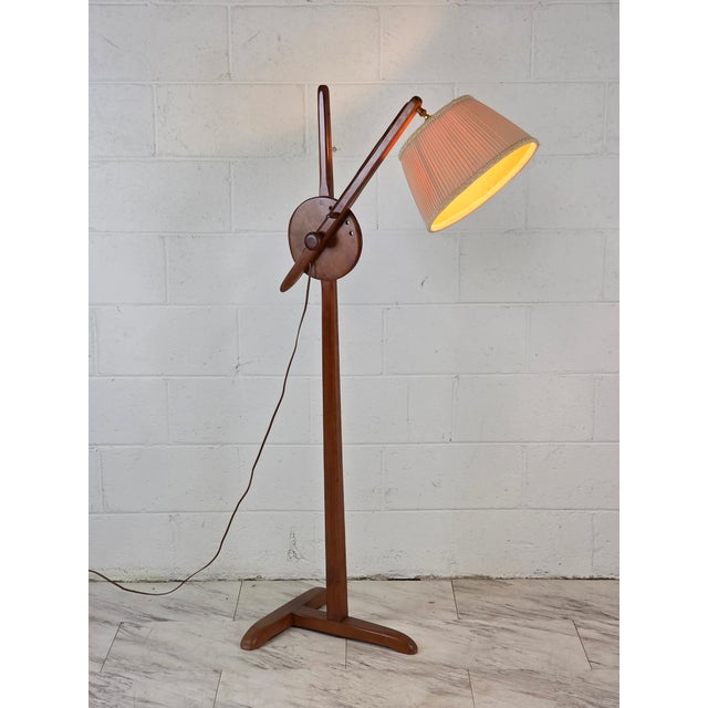 Brown Solid Wood Cushman Tripod Adjustable Floor Lamp For Sale - Image 8 of 8