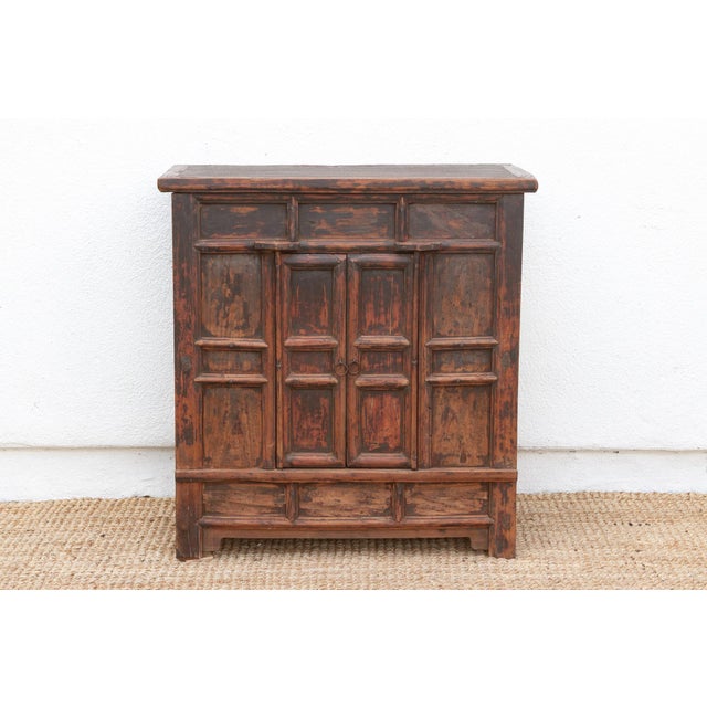 19th Century Antique Provincial 2 Door Rustic Asian Cabinet For Sale - Image 5 of 11