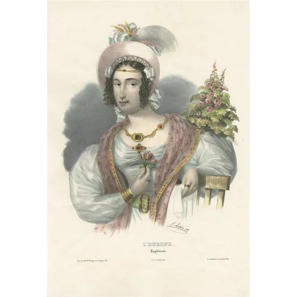 Lemercier, Costume Print of Europe, 1840, Paper For Sale