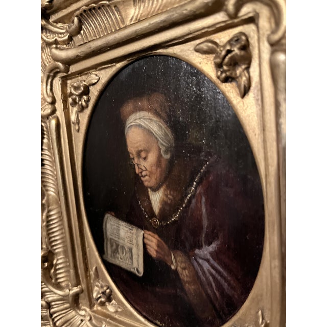 After Gerrit Dou, Figurative Composition, 19th Century, Oil Painting on Panel, Framed For Sale - Image 3 of 9