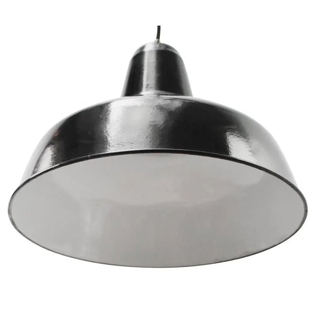 Industrial Vintage Dutch Industrial Black Enamel Hanging Lamp from Philips For Sale - Image 3 of 5