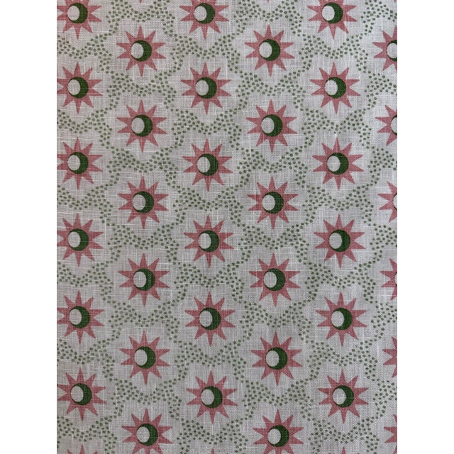 2020s Schumacher 181940 Lucie Pink and Green Fabric Linen 5 Yards For Sale - Image 5 of 5
