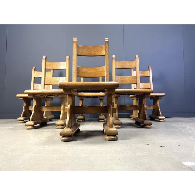 Brutalist Oak Dining Chairs, 1960s, Set of 6 For Sale - Image 10 of 12