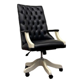Large Classic English White Chesterfield Office Chair For Sale