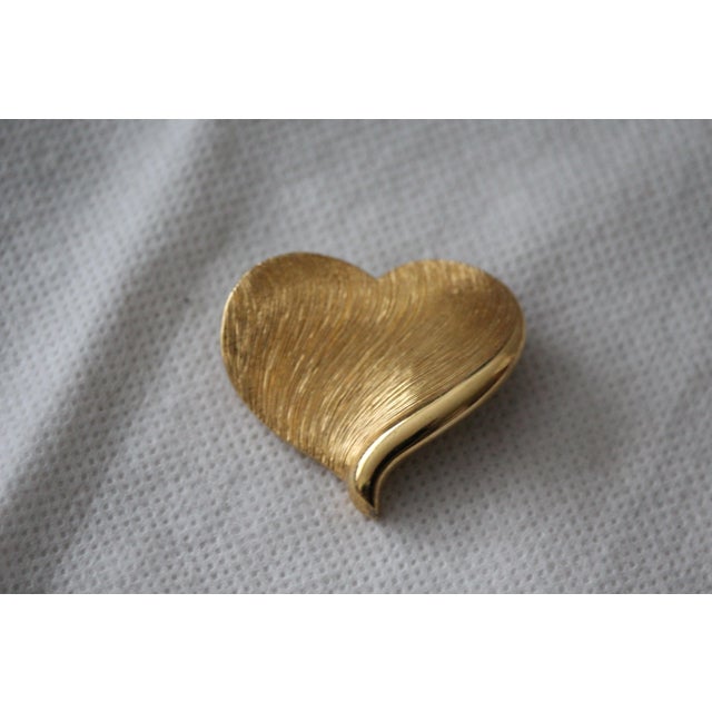 Gold Heart brooch Romantic gift Love decor Valentine's day Heart Jewelry Gift ideas for her Goldtone metal. Dimensions:...