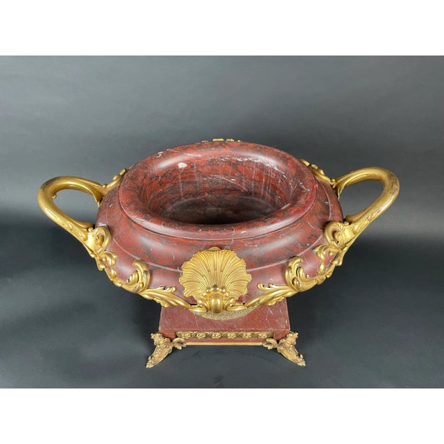 Late 19th Century 19th Century French Ormolu Mounted Rouge Marble Centerpiece For Sale - Image 5 of 8