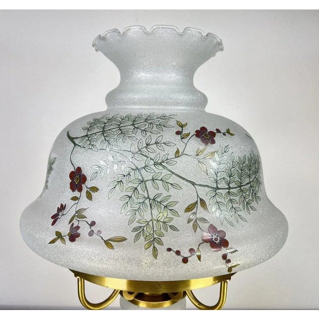 Vintage Spring Milk Glass Floral Table Lamp For Sale - Image 5 of 15