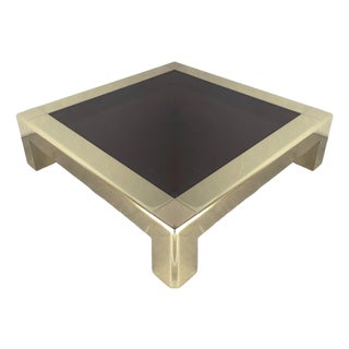 5 Foot Square Brass and Copper Heavy Parson Coffee Table by Karl Springer For Sale