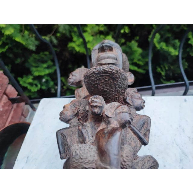 Sculpture of the family tree of the Makonde people, vintage 1970s, dimensions: height 43 cm, width 18 cm, depth 13 cm.