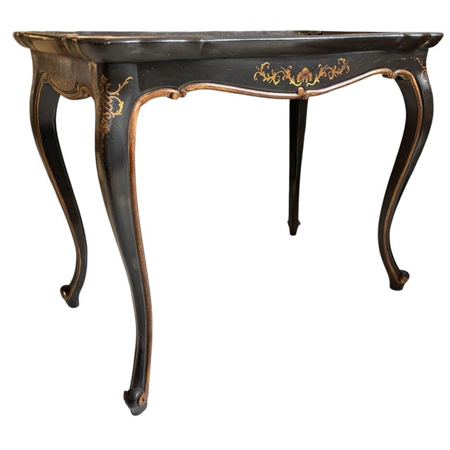 19th C Style Chinoiserie Black & Gold Side Table.