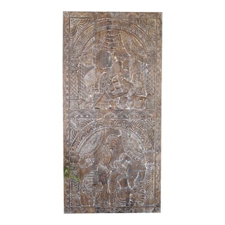 Vintage Indian Kama Sutra Carved Door, Handcarved Wall Art For Sale