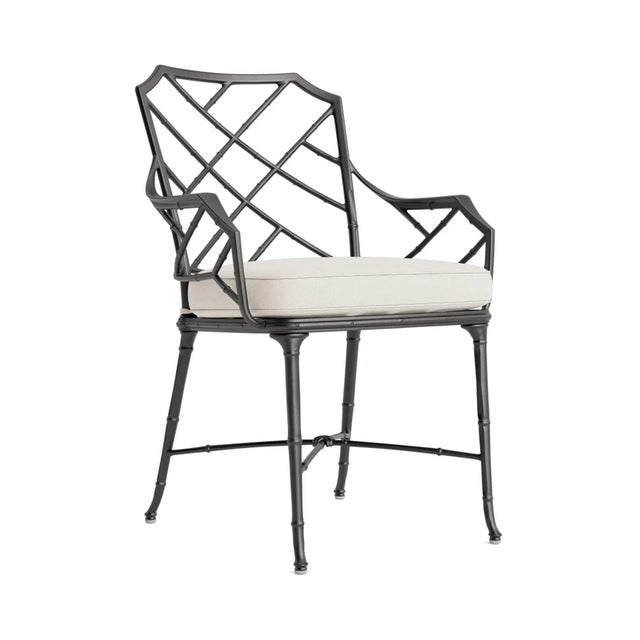 Brown Jordan Calcutta Arm Chair, Textured Pewter frame with Fusion Natural fabric For Sale - Image 12 of 12