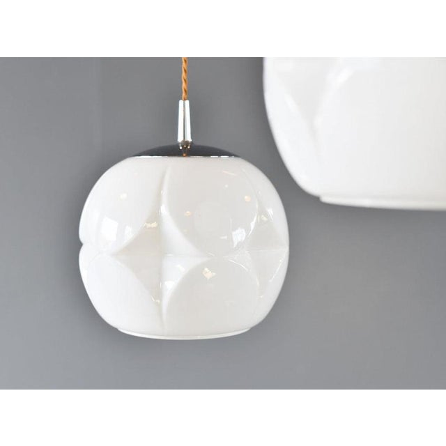 Mid-Century Opaline Pendant Lights by Peill & Putzler, 1960s, Set of 2 For Sale - Image 5 of 10