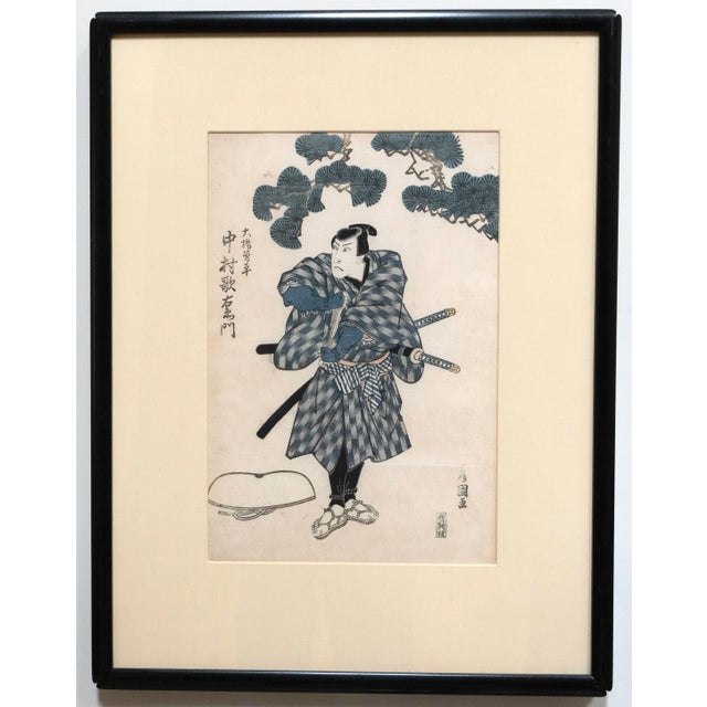 Mid 19th Century "Kunisada" Woodblock Print, Framed For Sale - Image 4 of 4