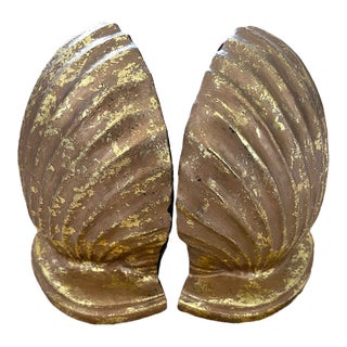 Mid 20th Century Gilded Gold Clam Shell Bookends - a Pair For Sale