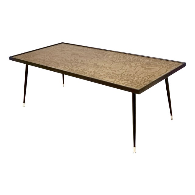 Rectangular Etched Brass Coffee Table attributed to G.Urs For Sale