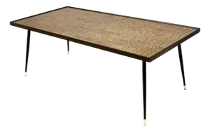 Rectangular Etched Brass Coffee Table attributed to G.Urs