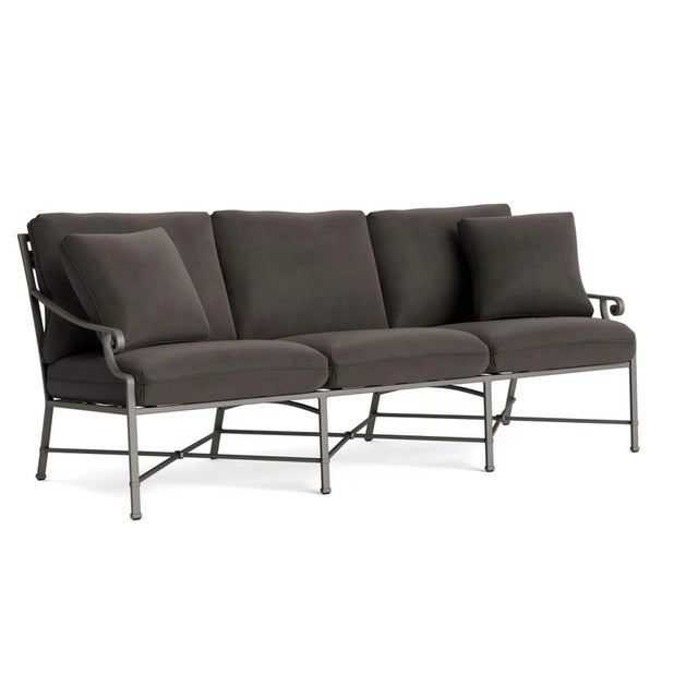 Brown Jordan Venetian Sofa, Mica frame with Fusion Charcoal fabric For Sale In Jacksonville, FL - Image 6 of 6
