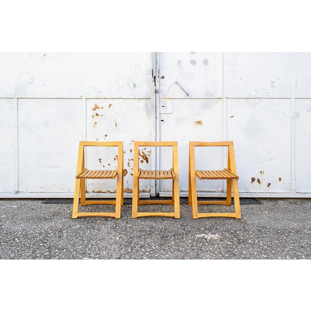 Trieste Folding Chairs in Beech by Aldo Jacober for Bazzani, Italy, 1960s, Set of 3 For Sale - Image 10 of 10