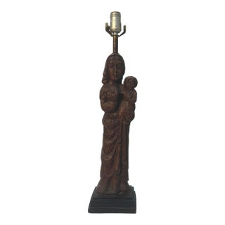 Mid- Century Plaster Table Lamp Madonna and Child For Sale