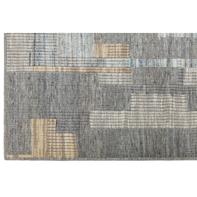 Textile Modern Moroccan Wool Rug in Gray With Abstract Geometric Design For Sale - Image 7 of 11