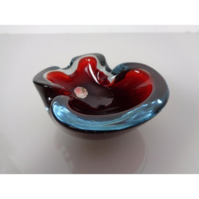 Murano glass ashtray from the 1960s. This piece has an attribution mark, I am sure that it is completely authentic and...