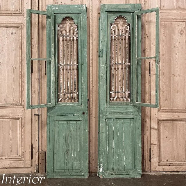 Pair 19th Century Exterior French Doors With Wrought Iron For Sale In Dallas - Image 6 of 13