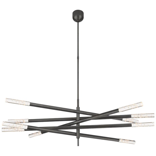 Rousseau Grande Ten Light Articulating Chandelier in Bronze with Seeded Glass Designer: Kelly Wearstler Fixture Height:...