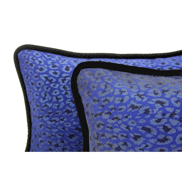Leopard Cowhide Pillow With Glitter Silver and Piping - a Pair For Sale - Image 12 of 12