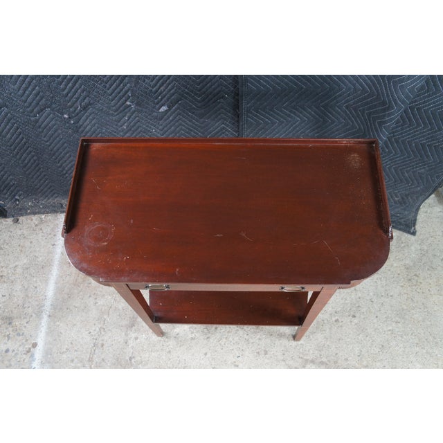 1960s Mid 20th Century Mersman English Regency Style Mahogany Inlaid Console Entry Table For Sale - Image 5 of 12