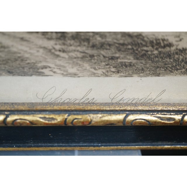 Black Antique Charles Gondel Mailman Horse & Carriage Panoramic Landscape Etching 25" For Sale - Image 8 of 13