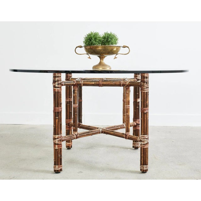 McGuire Organic Modern Bamboo Rattan Round Dining Table For Sale - Image 9 of 13