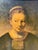 This is a vintage reproduction likely dating from the 1960. of Rembrandt’s 1645 work, "Young Woman at an Open Half-Door,"...
