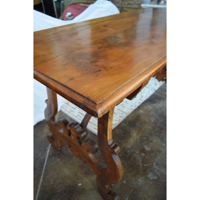 Italian 19c Walnut Console Table For Sale - Image 3 of 3