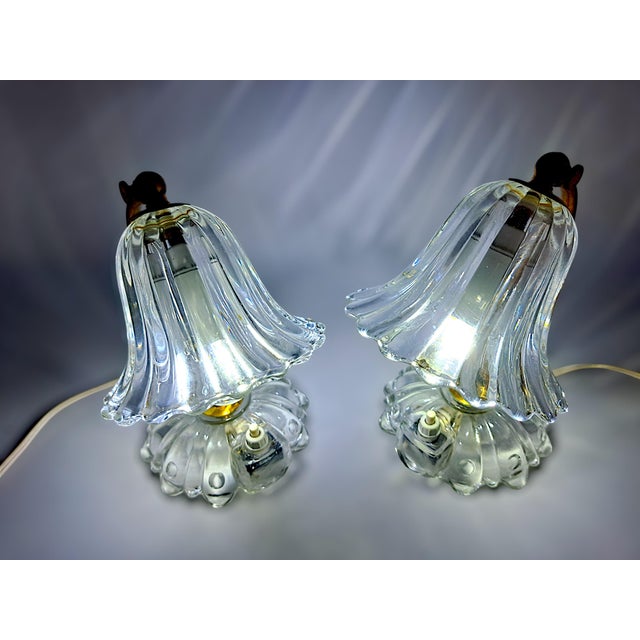 Murano Glass Table Lamps attributed to Barovier & Toso, 1950s, Set of 2 For Sale - Image 6 of 12