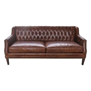 Matthew Izzo Home Leather Chesterfield Sofa 73” For Sale