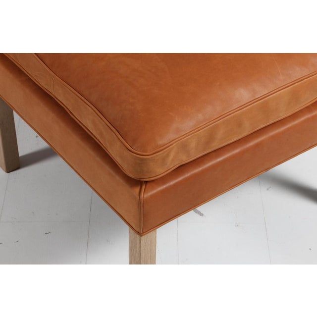 Set of Wingback Chair with Ottoman in Dunes Sørensen Leather attributed to Børge Mogensen for Fredericia For Sale - Image 3 of 11