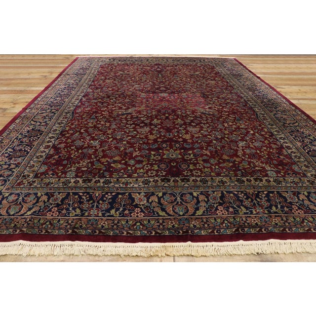 Burgundy Antique Indian Agra Rug - 09'11 x 13'10 For Sale - Image 8 of 10