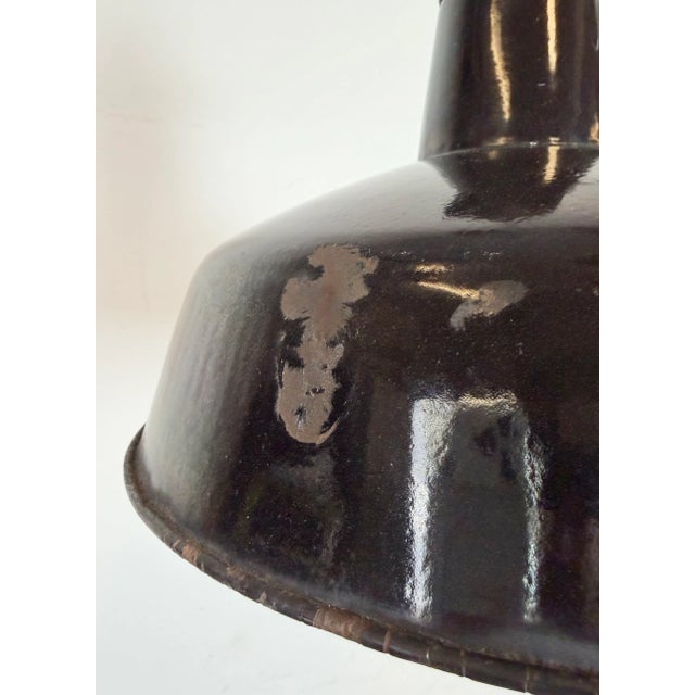 Industrial Black Enamel Factory Lamp with Cast Iron Top from Elektrosvit, 1950s For Sale - Image 11 of 18